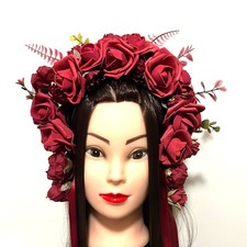 Festival Flower Crown Roses Bordeaux Wine Red Dark Red Studio Work