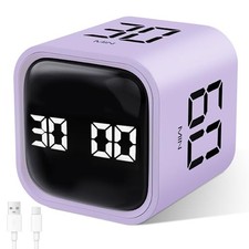 Multi-Function Cube Timer, 5/10/30/60 Min  Custom Count Down, Included Purple