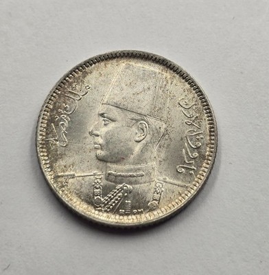 Egypt 2 piastres Qirsh silver coin 1937 King Farouk