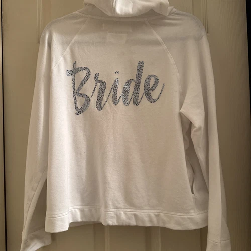 UNDERCOVER Giacca I DO BRIDE Victorias Secret bianca con cappuccio e zip intera MED STRASS