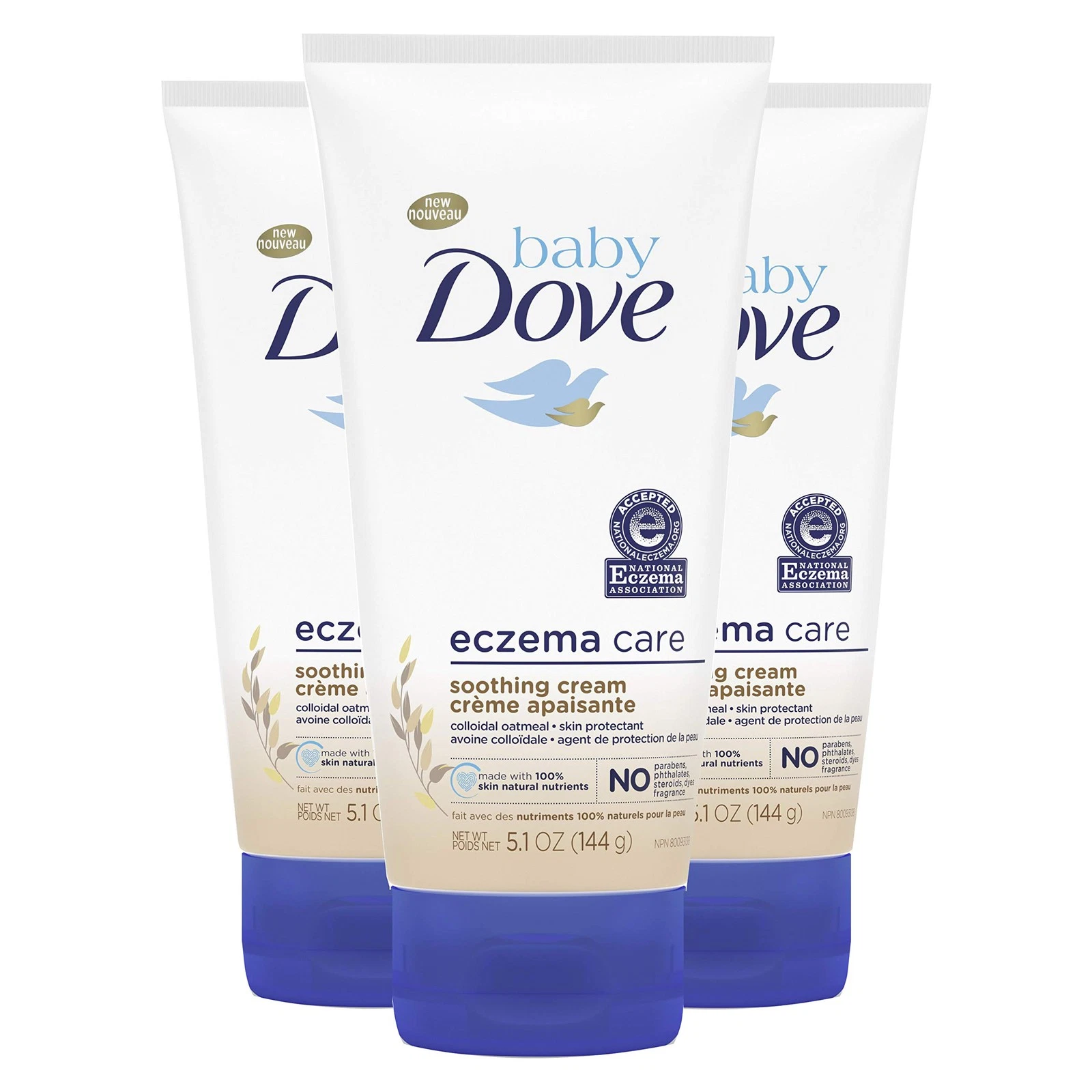 Baby Dove Soothing Cream 3 Pack 5.1 Ounce Eczema Relief for Delicate Skin