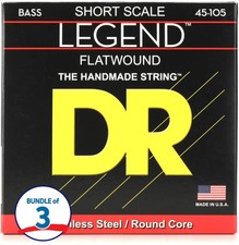 DR Strings Legend Polished Flatwound Stainless Steel Bass Strings 3 Pack -