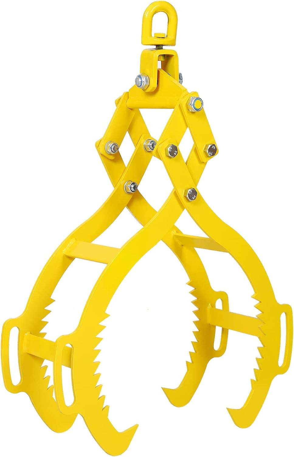 Log Lifting Tongs 28"Steel 4-Claw Grapple|Swivel Hook  for Crane Backhoe Loader
