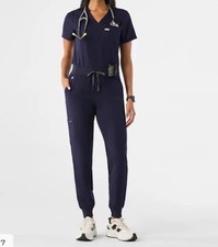 Figs Zamora High Rise Jogger Scrub Pants Women  s Size ST Navy Blue Yoga Waist