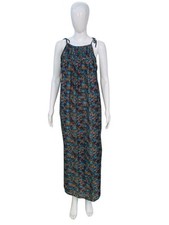 Doen Womens Floral Printed Designer Sleeveless Cotton Long Midi Gown Dress L