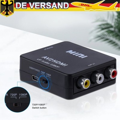 AV zu HDMI Adapter Konverter Full HD 1080P Video Audio TV 3 RCA HDMI USB Neu DHL