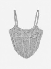 Urban Outfitters Lace Boned Corset Top Women M Gray