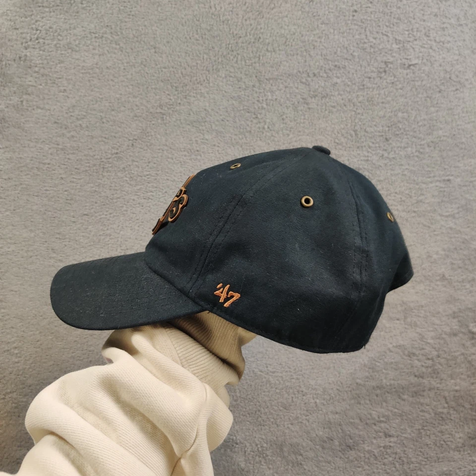 Oakland Athletic A's 帽子成人 UNISEX OSFA 黑色 Puff 印花 Stapback '47 — 第 3/4 张图片