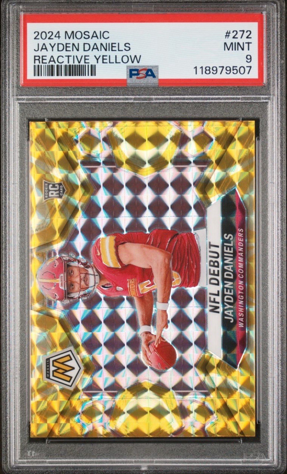 2024 Panini Mosaic - NFL Debut Jayden Daniels #272 Reactive Yellow Mosaic Psa 9
