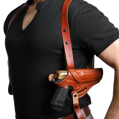 K065 Leather Horizontal Shoulder & Belt Holster (2in1) For Colt