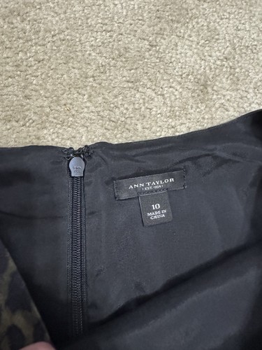 Ann Taylor Kleid Damen 10 schwarz grau Leopard gefüttert ärmellos C64 - Bild 6 von 9