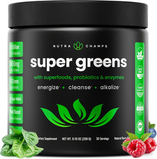 Super Greens Powder, 40 Organic Superfoods, Probiotics  Enzymes for Energy, Di