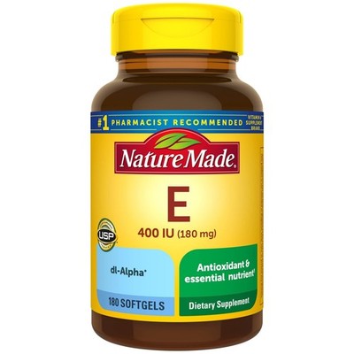 Vitamin E 180 mg (400 IU) dl-Alpha Softgels, 180 Count (Pack of 1), 180 