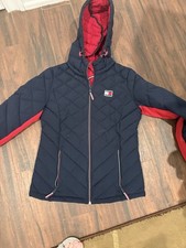 Tommy Hilfiger Full Zip Up Hooded Quilted puffer jacket Women's Size S Navy Blue