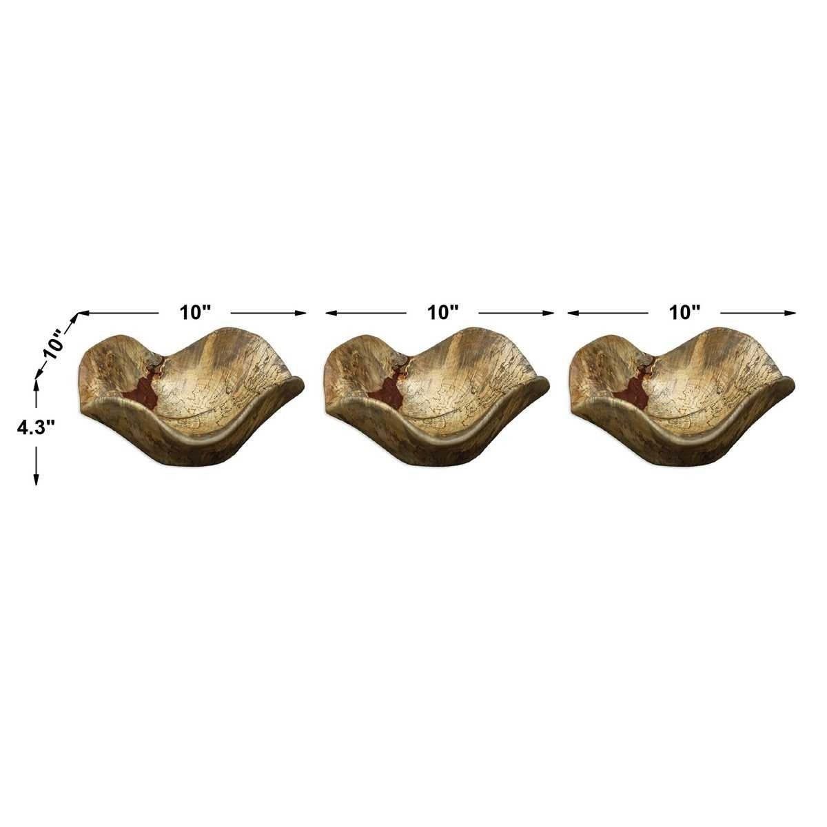 UTTERMOST 4107 TAMARINE NATURAL RAW FINISH WOOD WALL ART DECOR SET OF 3