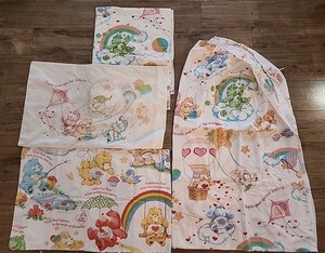 Care Bears Vintage Twin Sheet Set-Sears Roebuck-Made In USA-EUC
