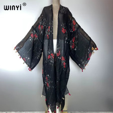 Bohemian Kimono Kaftan Beachwear Cardigan Evening Dress Abaya Dubai Luxury Cover
