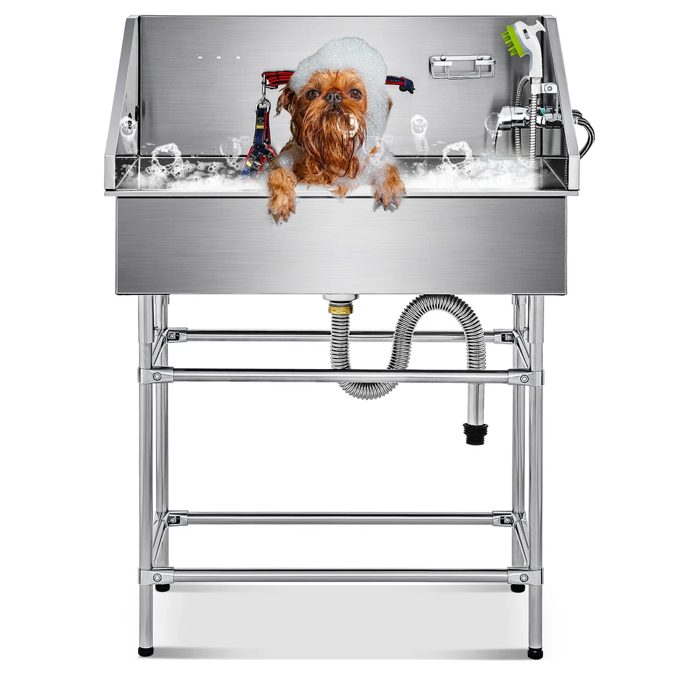 CO-Z 127cm Hunde Badewanne aus Edelstahl Haustiere Pflege Dusche Tierbadewanne - Bild 3 von 3