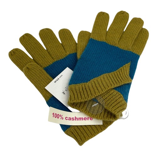 Never 2 Late Cashmere Gloves Marabou Blue & Green One Size - Picture 3 of 5