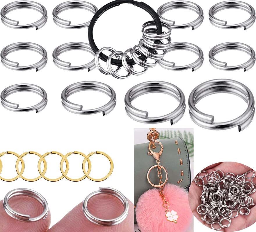 Split Rings Set Mini Key Chain Ring Metal Silvery Keychain Rings Pack of 35