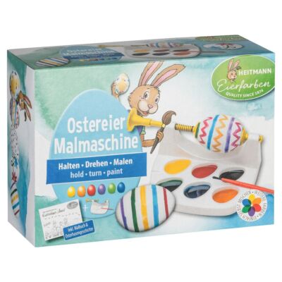 HEITMANN Kinder Oster Eier Malmaschine mit Eierfarbe Gelb Rot Violett Grün Blau