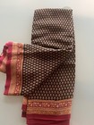 NWT 100% Silk Crepe Saree RITU KUMAR Style Black Red Floral Motif Diwali Pick 1 — photo 6