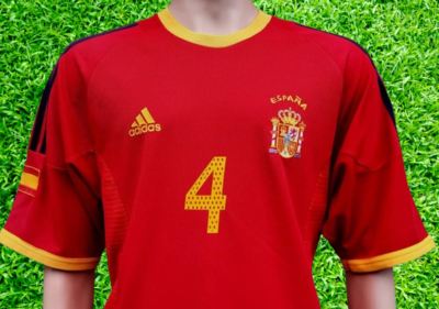 SPAIN 2002 MEMORABILIA PEP GUARDIOLA 4 HOME ADIDAS JERSEY L