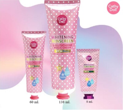 2x L-Glutathione Magic Nourish SPF50 PA+++ Whitening Sunscreen Cathy Doll 138ml