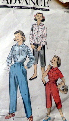 LOVELY VTG 1950s GIRLS SLACKS, PEDAL 