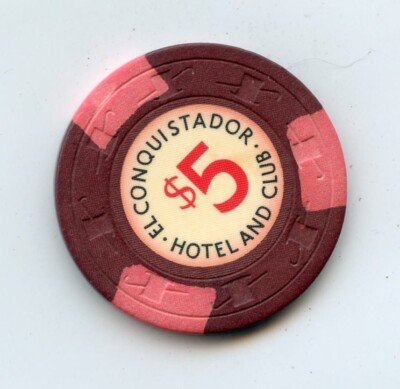5.00 Chip from the El Conquistador Casino Fajardo Puerto Rico Red 3 Red