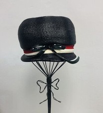 Vintage 1960  s Black Woven Ladies Bowler Hat Lucila Mendez New York Size 22