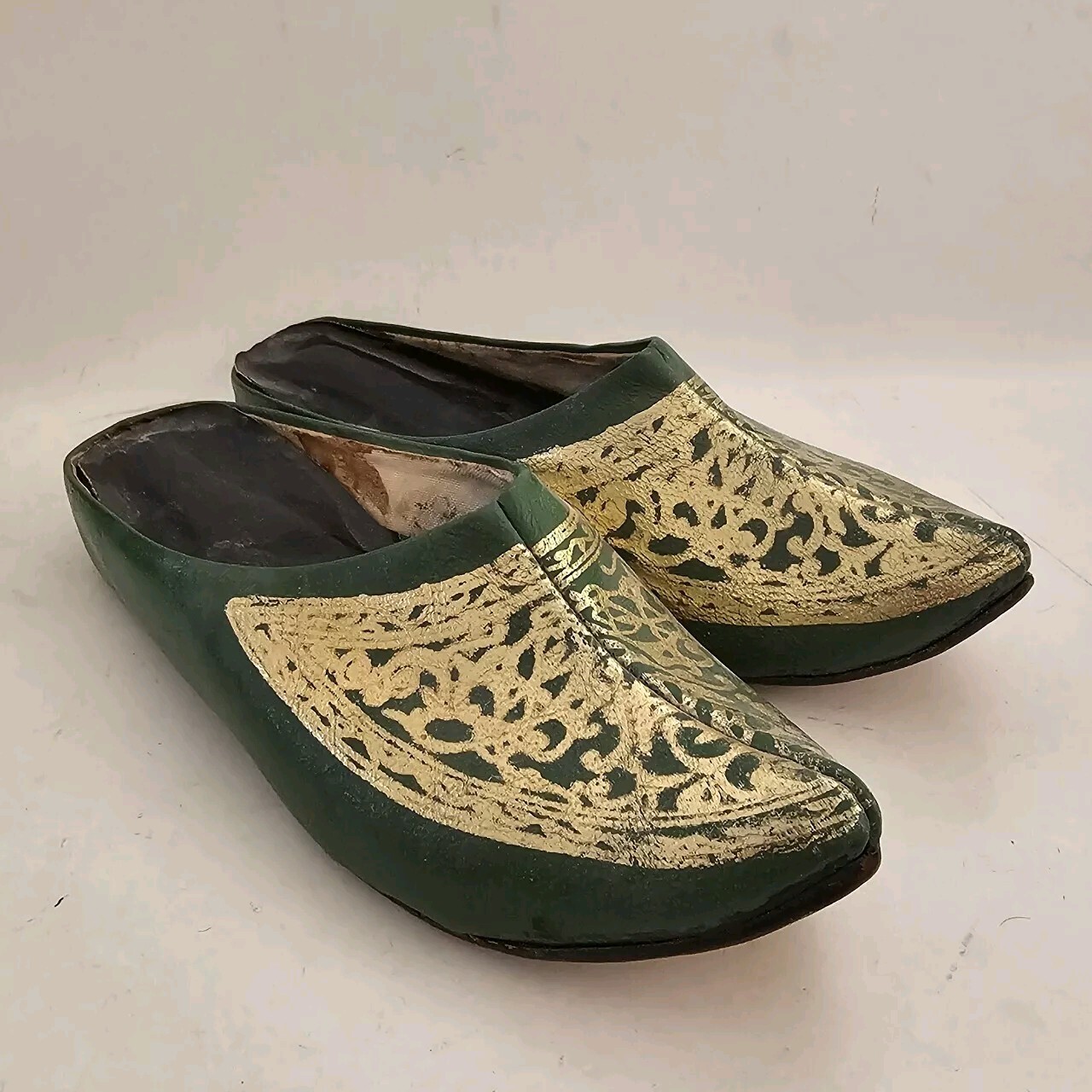 PANTOFOLA D’ORO Pantofole vintage marocchine babpuches scarpe da donna bohemien taglia 38 7 5 verde