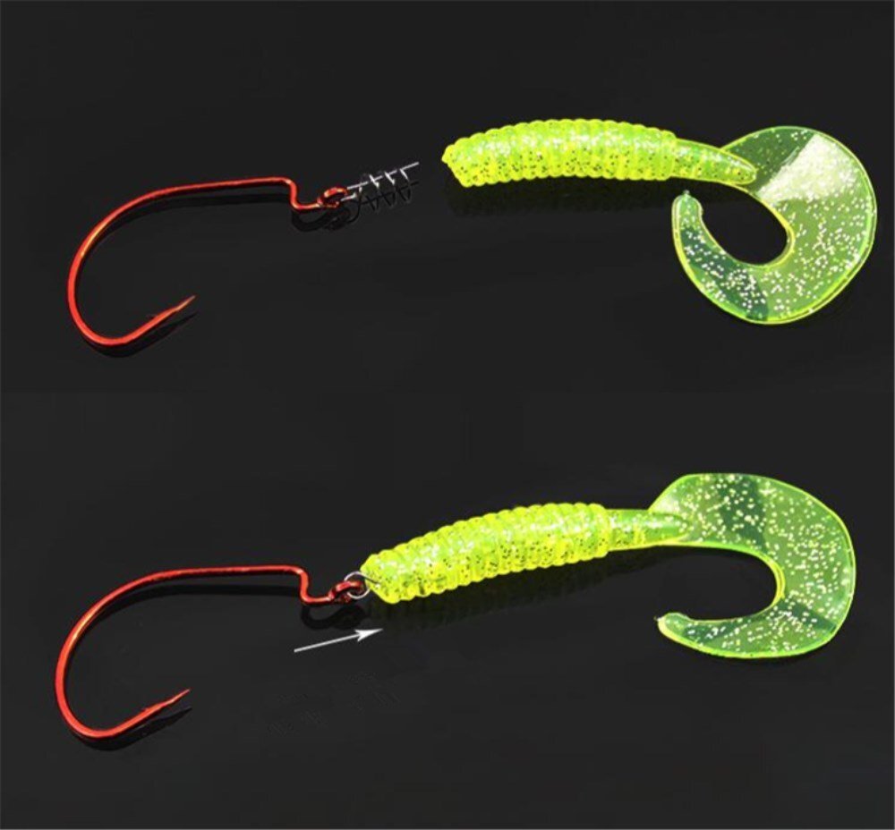 100pcs Spring Twist Lock Fishing Hook Centering Pin for Soft Lure Bait WormCrank