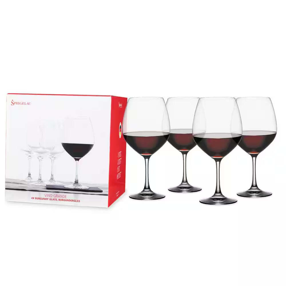 25 Oz. Burgundy Wine Glasses European-Made Lead-Free Crystal, Classic Stemmed,