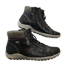 Remonte Tex Liv 73 Leather High Top Sneaker Ankle Boot Zipper Lace Black 38/US 7