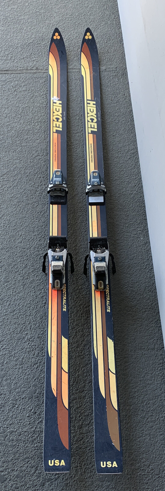 VTG 1978 Hexcel Spectralite Honeycomb Skis 185cm Orange Tyrolia 250 Made In USA