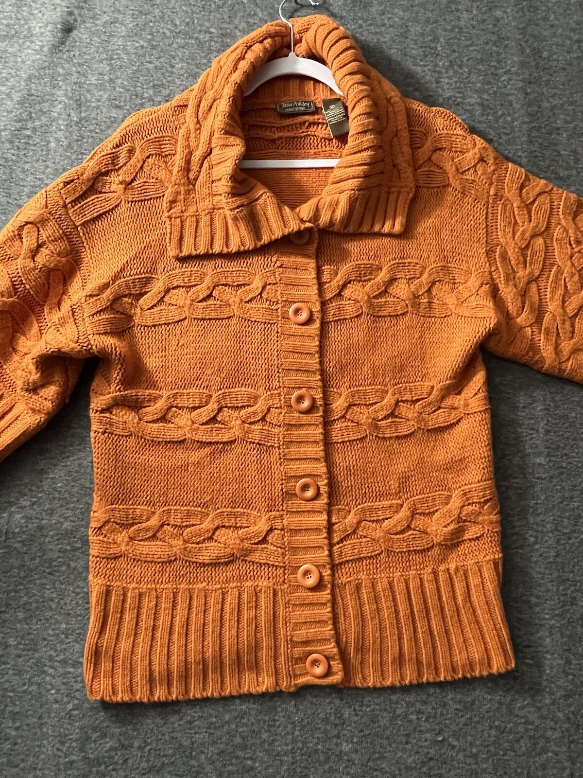 Jane Ashley Medium Orange Knit Button-Front Cardigan for Women