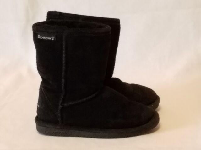 BEARPAW Suede Leather Sheepskin Lining Unisex Youth Boots - sz 11 - black - SALE