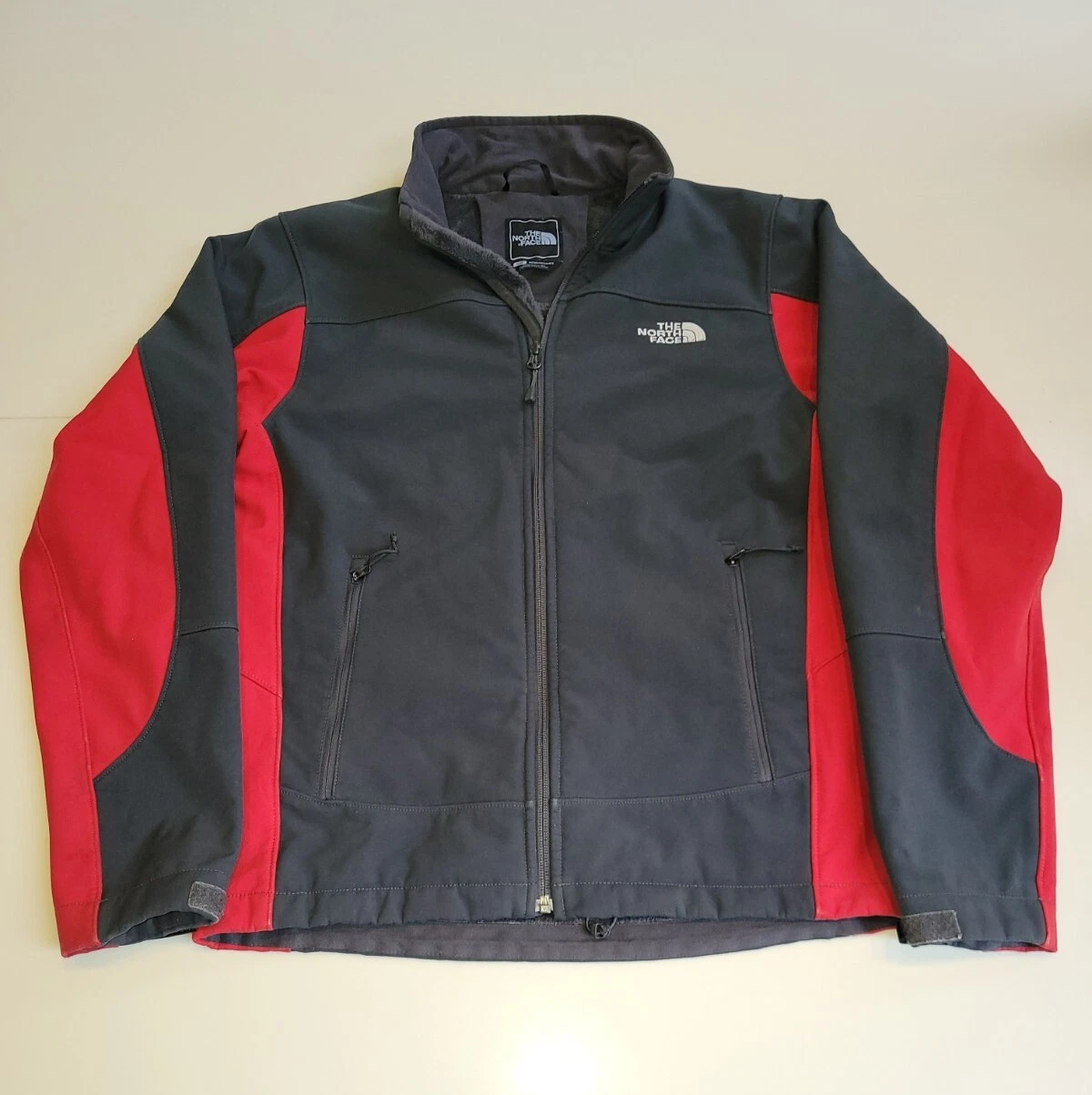The North Face Fleece Lined Soft Shell Jacket Mens Size Small Black Red