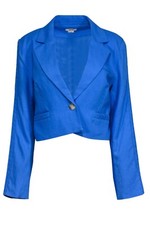 WOMENS JASON WU AQUA BLUE CROPPED BRAIDED BLAZER MED