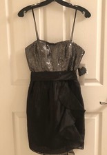 Aidan Mattox Womens Silver Sequined Black Strapless Formal Evening Dress Dress 4