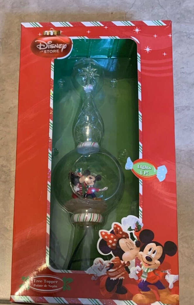 Disney Store Mickey Minnie Mouse Kiss Christmas Tree Topper Lights