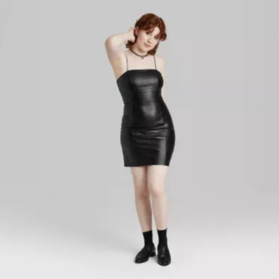 NWT!! Women's wild fable leather dress Black & Brown Leather | eBay