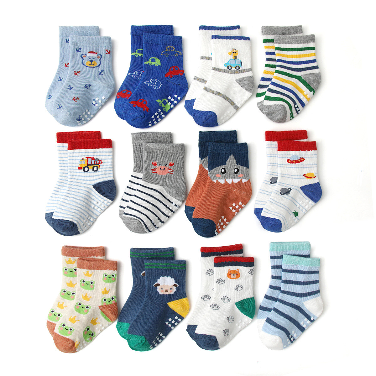 12 Pairs Baby Socks for Boys Cotton Socks Kids Toddler Anti Slip Ankle Socks eBay