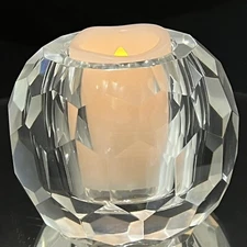 Prismatic Round Ball Hexagonal Beehive Votive Candle Holder Clear Glass Gift