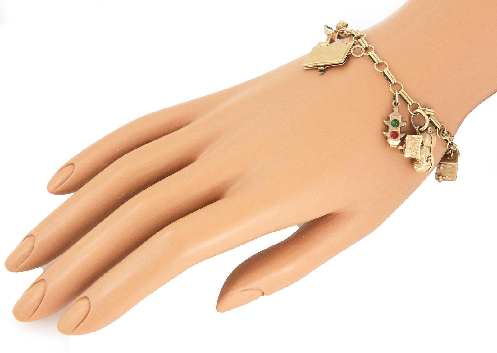 Charms Chain Bracelet Vintage 14k Yellow Gold 7 Assorted pendants eBay