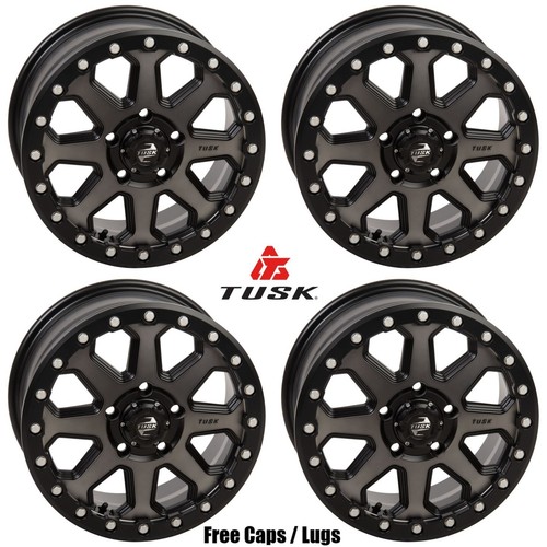 Tusk Uinta Gunmetal Beadlock Wheels Rims 15x7 6+1 Polaris RZR Pro R