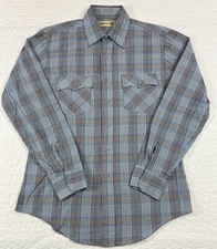 Sears Roebucks Shirt Men's Medium Plaid Western Grunge Work Vintage