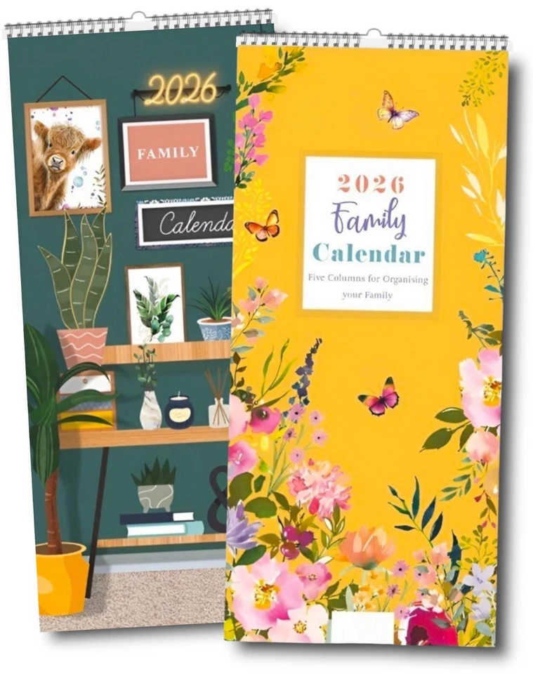 FM 2026 Month to View 5 Columns Midi Calendar Family Organiser Planner Home office