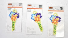 Lot of 3 Hy-Ko House Key Blanks KW1 KW10 KW11 Floral Design 15003KW1-SH005